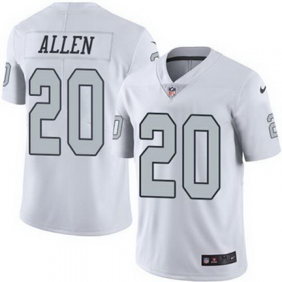 Nike Raiders #20 Nate Allen White Mens Stitched NFL Limited Rush Jersey Nike Raiders #20 Nate Allen White Mens Stitched NFL Limited Rush Jersey