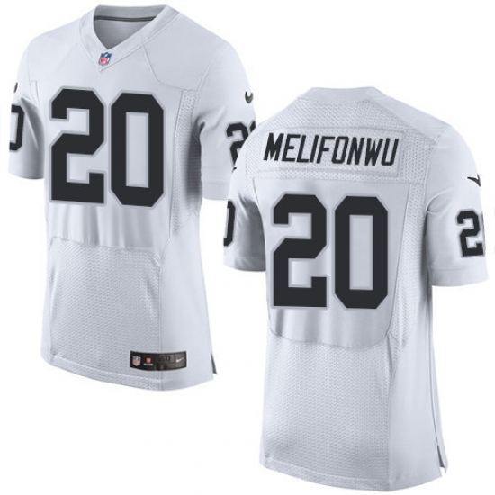 Nike Raiders #20 Obi Melifonwu White Mens Stitched NFL New Elite Jersey Nike Raiders #20 Obi Melifonwu White Mens Stitched NFL New Elite Jersey