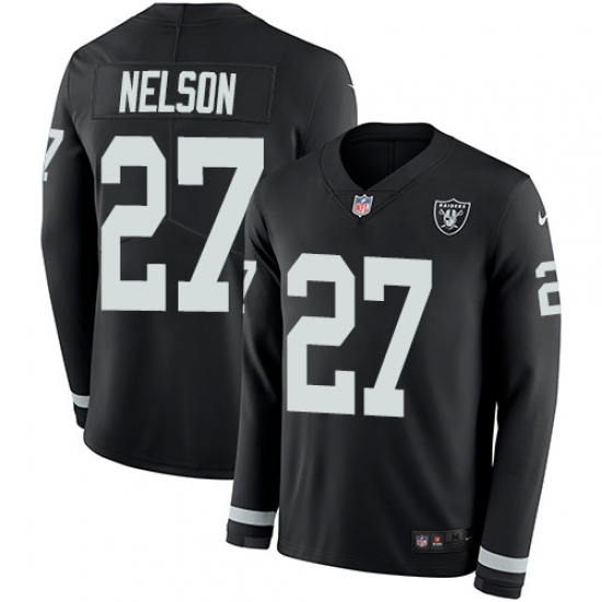 Nike Raiders #27 Reggie Nelson Black Team Color Men Stitched NFL Limited Therma Long Sleeve Jersey Nike Raiders #27 Reggie Nelson Black Team Color Men Stitched NFL Limited Therma Long Sleeve Jersey