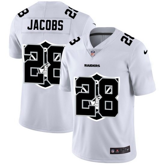 Nike Raiders 28 Josh Jacobs White Shadow Logo Limited Jersey Nike Raiders 28 Josh Jacobs White Shadow Logo Limited Jersey