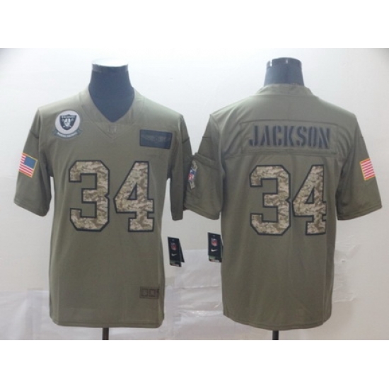 Nike Raiders 34 Bo Jackson 2019 Olive Camo Salute To Service Limited Jersey Nike Raiders 34 Bo Jackson 2019 Olive Camo Salute To Service Limited Jersey