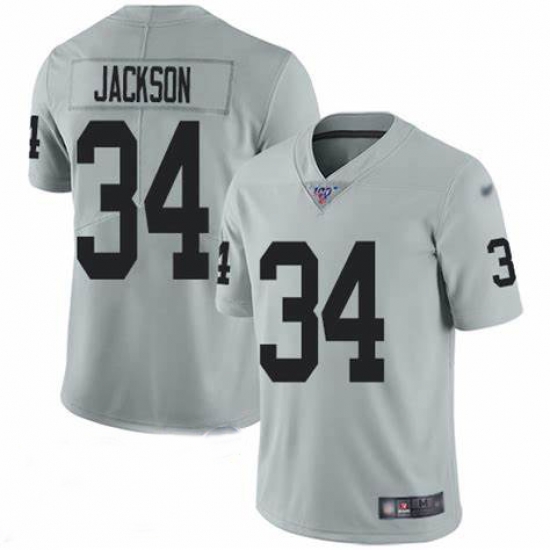 Nike Raiders #34 Bo Jackson Silver Men's Stitched NFL Limited jersey Nike Raiders #34 Bo Jackson Silver Men's Stitched NFL Limited jersey