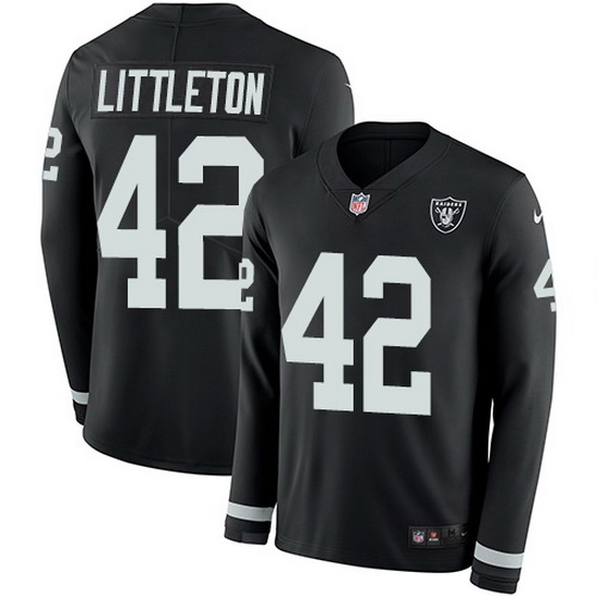 Nike Raiders 42 Cory Littleton Black Team Color Men Stitched NFL Limited Therma Long Sleeve Jersey Nike Raiders 42 Cory Littleton Black Team Color Men Stitched NFL Limited Therma Long Sleeve Jersey