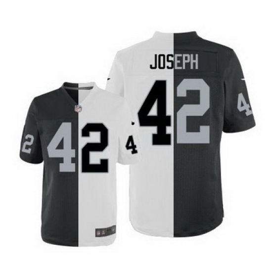 Nike Raiders #42 Karl Joseph White Black Mens Stitched NFL Elite Split Jersey Nike Raiders #42 Karl Joseph White Black Mens Stitched NFL Elite Split Jersey