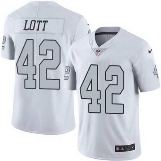 Nike Raiders #42 Ronnie Lott White Mens Stitched NFL Limited Rush Jersey Nike Raiders #42 Ronnie Lott White Mens Stitched NFL Limited Rush Jersey