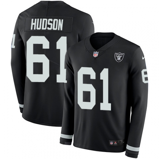 Nike Raiders #61 Rodney Hudson Black Team Color Men Stitched NFL Limited Therma Long Sleeve Jersey Nike Raiders #61 Rodney Hudson Black Team Color Men Stitched NFL Limited Therma Long Sleeve Jersey