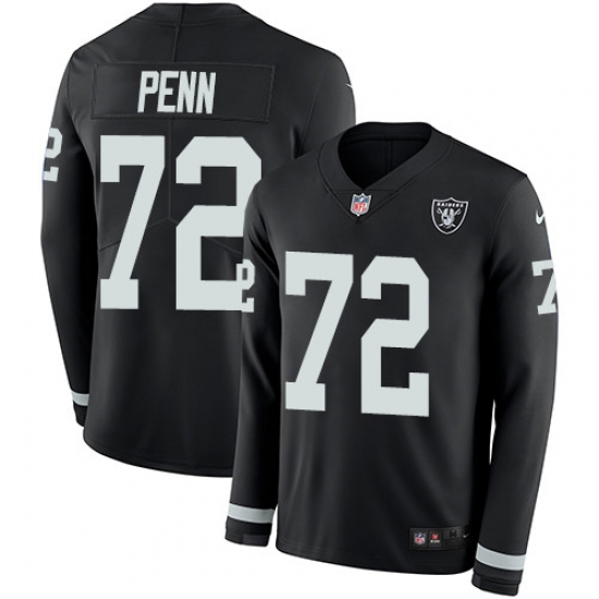 Nike Raiders #72 Donald Penn Black Team Color Men Stitched NFL Limited Therma Long Sleeve Jersey Nike Raiders #72 Donald Penn Black Team Color Men Stitched NFL Limited Therma Long Sleeve Jersey