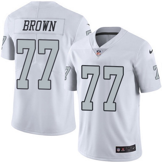 Nike Raiders 77 Trent Brown White Men Stitched NFL Limited Rush Jersey Nike Raiders 77 Trent Brown White Men Stitched NFL Limited Rush Jersey