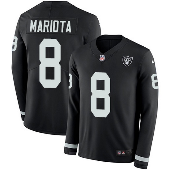 Nike Raiders 8 Marcus Mariota Black Team Color Men Stitched NFL Limited Therma Long Sleeve Jersey Nike Raiders 8 Marcus Mariota Black Team Color Men Stitched NFL Limited Therma Long Sleeve Jersey