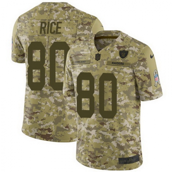 Nike Raiders #80 Jerry Rice Camo Mens Stitched NFL Limited 2018 Salute To Service Jersey Nike Raiders #80 Jerry Rice Camo Mens Stitched NFL Limited 2018 Salute To Service Jersey