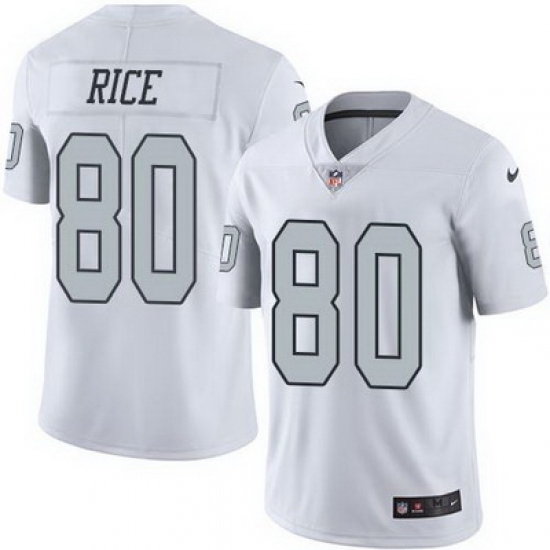 Nike Raiders #80 Jerry Rice White Mens Stitched NFL Limited Rush Jersey Nike Raiders #80 Jerry Rice White Mens Stitched NFL Limited Rush Jersey