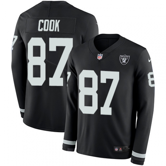 Nike Raiders #87 Jared Cook Black Team Color Men Stitched NFL Limited Therma Long Sleeve Jersey Nike Raiders #87 Jared Cook Black Team Color Men Stitched NFL Limited Therma Long Sleeve Jersey