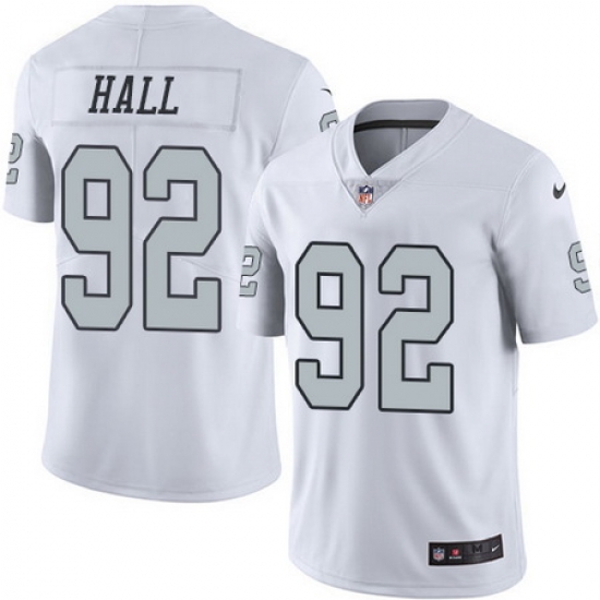 Nike Raiders #92 P J Hall White Mens Stitched NFL Limited Rush Jersey Nike Raiders #92 P J Hall White Mens Stitched NFL Limited Rush Jersey