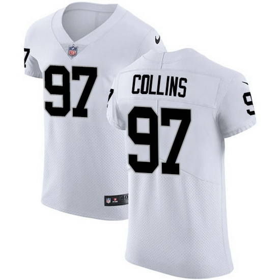 Nike Raiders 97 Maliek Collins White Men Stitched NFL New Elite Jersey Nike Raiders 97 Maliek Collins White Men Stitched NFL New Elite Jersey