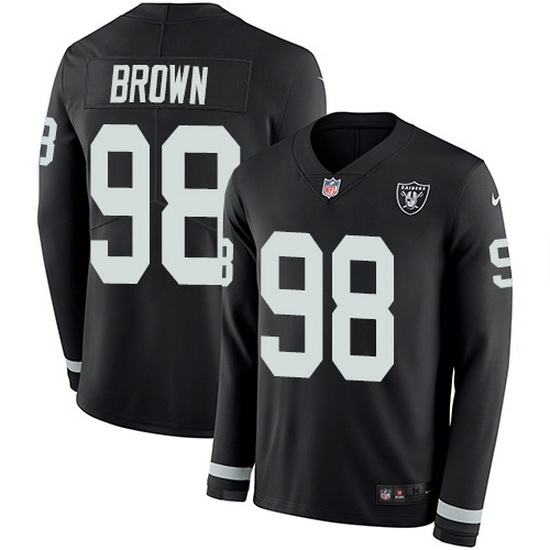 Nike Raiders 98 Trent Brown Black Team Color Men Stitched NFL Limited Therma Long Sleeve Jersey Nike Raiders 98 Trent Brown Black Team Color Men Stitched NFL Limited Therma Long Sleeve Jersey