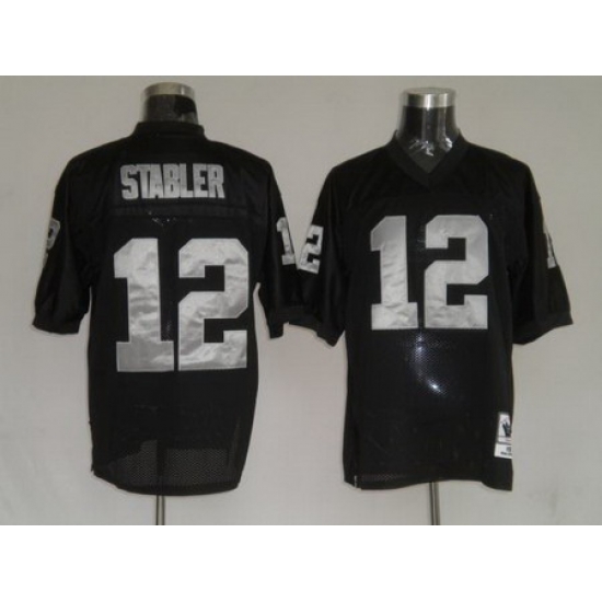 Oakland Raiders 12 Ken Stabler Black throwback Jerseys Oakland Raiders 12 Ken Stabler Black throwback Jerseys