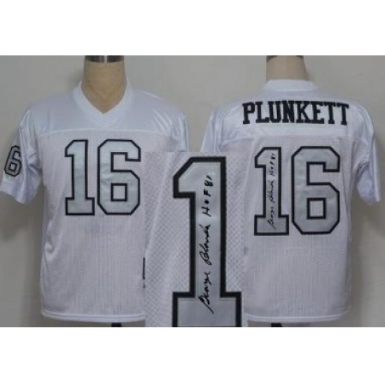 Oakland Raiders 16 Jim Plunkett White Silver Number Throwback M&N Signed NFL Jerseys Oakland Raiders 16 Jim Plunkett White Silver Number Throwback M&N Signed NFL Jerseys