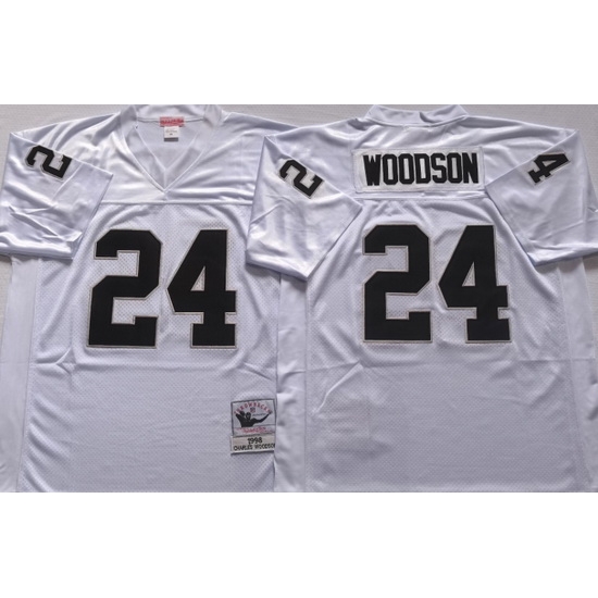 Oakland Raiders White #24 WOODSON White Stitched NFL Throwback Jersey Oakland Raiders White #24 WOODSON White Stitched NFL Throwback Jersey