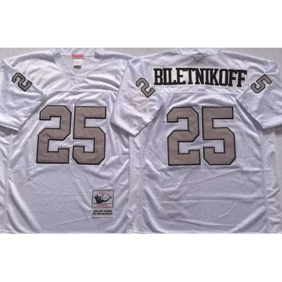 Oakland Raiders White #25 BILETNIKOFF White Stitched NFL Throwback Jersey Oakland Raiders White #25 BILETNIKOFF White Stitched NFL Throwback Jersey