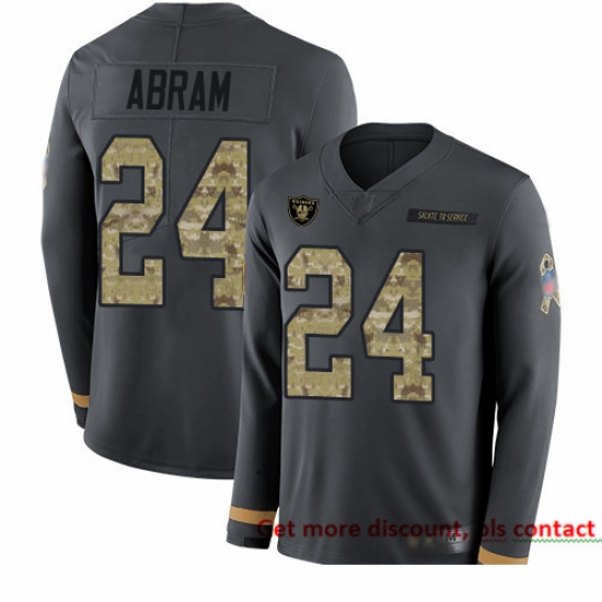 Raiders 24 Johnathan Abram Anthracite Salute to Service Men Stitched Football Limited Therma Long Sleeve Jersey Raiders 24 Johnathan Abram Anthracite Salute to Service Men Stitched Football Limited Therma Long Sleeve Jersey