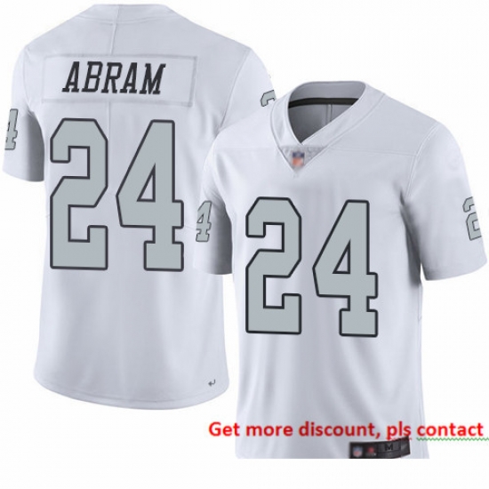 Raiders 24 Johnathan Abram White Men Stitched Football Limited Rush Jersey Raiders 24 Johnathan Abram White Men Stitched Football Limited Rush Jersey