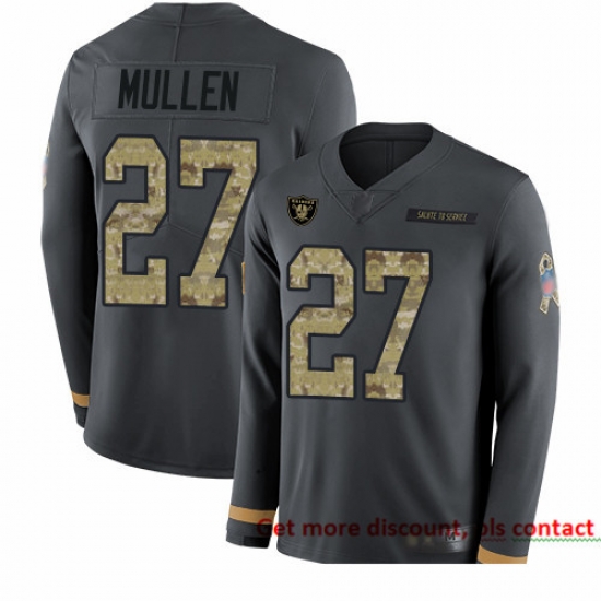 Raiders 27 Trayvon Mullen Anthracite Salute to Service Men Stitched Football Limited Therma Long Sleeve Jersey Raiders 27 Trayvon Mullen Anthracite Salute to Service Men Stitched Football Limited Therma Long Sleeve Jersey