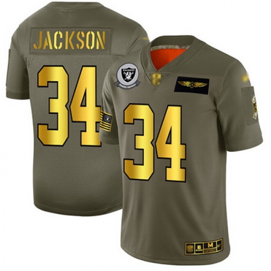 Raiders 34 Bo Jackson Camo Gold Men Stitched Football Limited 2019 Salute To Service Jersey Raiders 34 Bo Jackson Camo Gold Men Stitched Football Limited 2019 Salute To Service Jersey