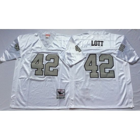 Raiders 42 Ronnie Lott White Silver Number Throwback Jersey Raiders 42 Ronnie Lott White Silver Number Throwback Jersey