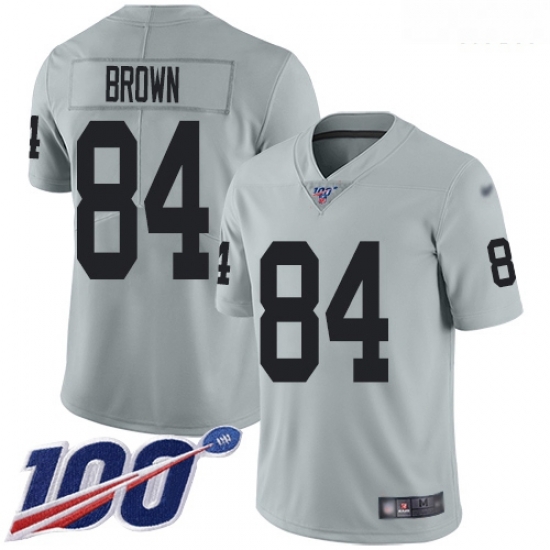 Raiders 84 Antonio Brown Silver Men Stitched Football Limited Inverted Legend 100th Season Jersey Raiders 84 Antonio Brown Silver Men Stitched Football Limited Inverted Legend 100th Season Jersey