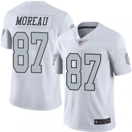 Raiders 87 Foster Moreau White Men Stitched Football Limited Rush Jersey Raiders 87 Foster Moreau White Men Stitched Football Limited Rush Jersey