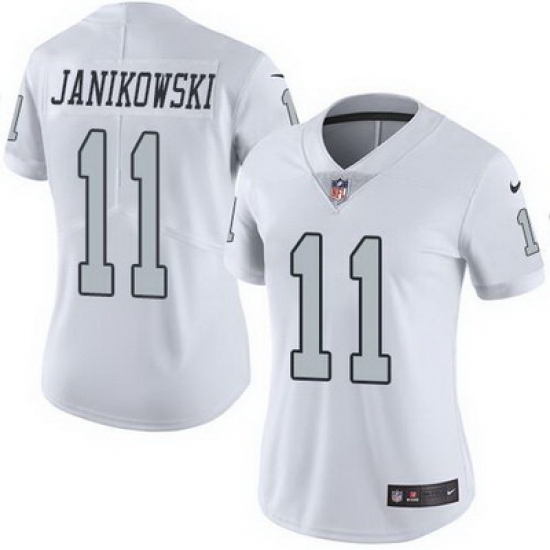 Nike Raiders #11 Sebastian Janikowski White Womens Stitched NFL Limited Rush Jersey Nike Raiders #11 Sebastian Janikowski White Womens Stitched NFL Limited Rush Jersey
