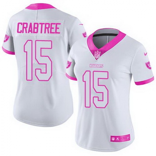 Nike Raiders #15 Michael Crabtree White Pink Womens Stitched NFL Limited Rush Fashion Jersey Nike Raiders #15 Michael Crabtree White Pink Womens Stitched NFL Limited Rush Fashion Jersey