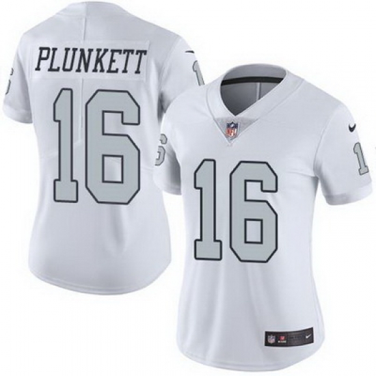 Nike Raiders #16 Jim Plunkett White Womens Stitched NFL Limited Rush Jersey Nike Raiders #16 Jim Plunkett White Womens Stitched NFL Limited Rush Jersey