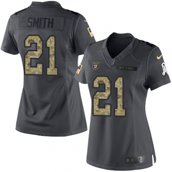 Nike Raiders #21 Sean Smith Black Womens Stitched NFL Limited 2016 Salute to Service Jersey Nike Raiders #21 Sean Smith Black Womens Stitched NFL Limited 2016 Salute to Service Jersey