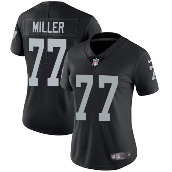 Nike Raiders #77 Kolton Miller Black Team Color Womens Stitched NFL Vapor Untouchable Limited Jersey Nike Raiders #77 Kolton Miller Black Team Color Womens Stitched NFL Vapor Untouchable Limited Jersey