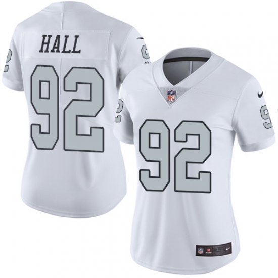 Nike Raiders #92 P J Hall White Womens Stitched NFL Limited Rush Jersey Nike Raiders #92 P J Hall White Womens Stitched NFL Limited Rush Jersey
