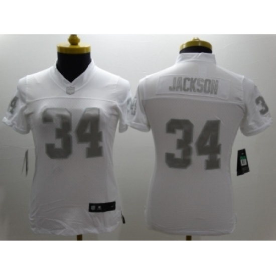 Nike Women Oakland Raiders #34 Jackson Platinum White Jerseys Nike Women Oakland Raiders #34 Jackson Platinum White Jerseys