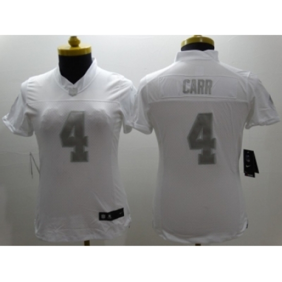 Nike Women Oakland Raiders #4 Carr Platinum White Jerseys Nike Women Oakland Raiders #4 Carr Platinum White Jerseys