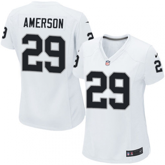 Oakland Raiders #29 David Amerson Womens White Jersey Oakland Raiders #29 David Amerson Womens White Jersey
