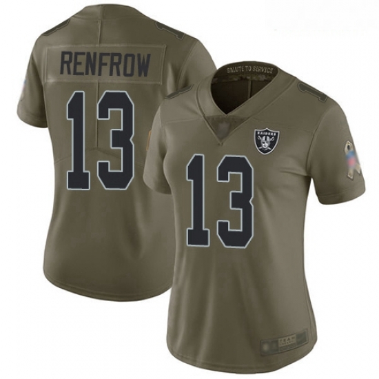 Raiders #13 Hunter Renfrow Olive Women Stitched Football Limited 2017 Salute to Service Jersey Raiders #13 Hunter Renfrow Olive Women Stitched Football Limited 2017 Salute to Service Jersey