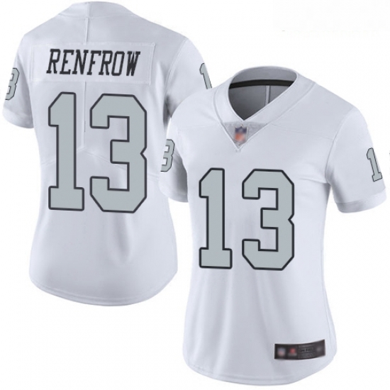 Raiders #13 Hunter Renfrow White Women Stitched Football Limited Rush Jersey Raiders #13 Hunter Renfrow White Women Stitched Football Limited Rush Jersey