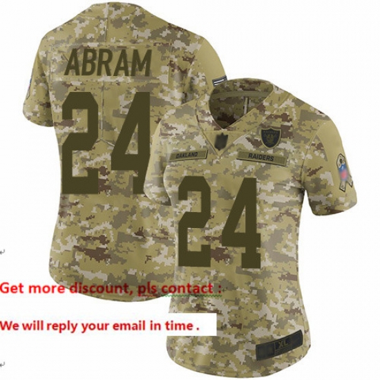 Raiders 24 Johnathan Abram Camo Women Stitched Football Limited 2018 Salute to Service Jersey Raiders 24 Johnathan Abram Camo Women Stitched Football Limited 2018 Salute to Service Jersey