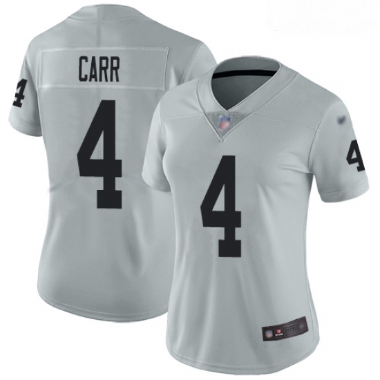 Raiders #4 Derek Carr Silver Women Stitched Football Limited Inverted Legend Jersey Raiders #4 Derek Carr Silver Women Stitched Football Limited Inverted Legend Jersey