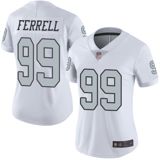 Raiders 99 Clelin Ferrell White Women Stitched Football Limited Rush Jersey Raiders 99 Clelin Ferrell White Women Stitched Football Limited Rush Jersey