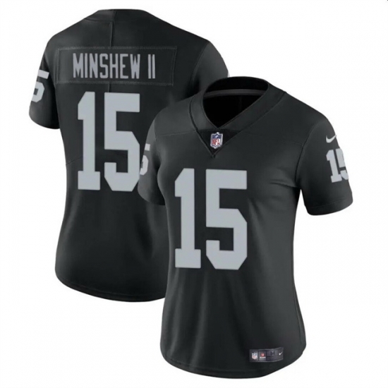 Women Las Vegas Raiders 15 Gardner Minshew II Black Vapor Stitched Jersey Women Las Vegas Raiders 15 Gardner Minshew II Black Vapor Stitched Jersey