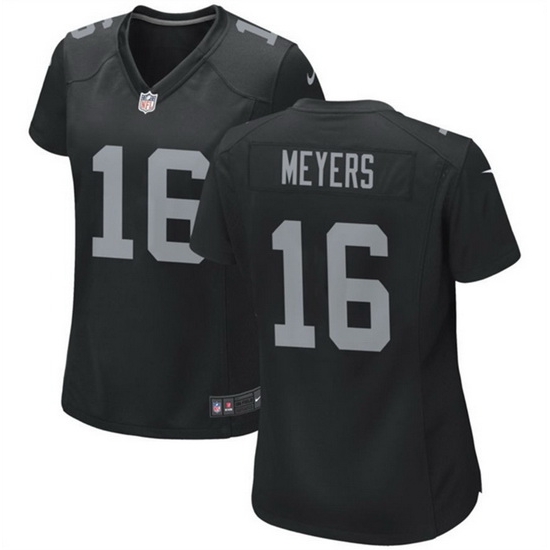 Women Las Vegas Raiders 16 Jakobi Meyers Black Stitched Jersey Run Small Women Las Vegas Raiders 16 Jakobi Meyers Black Stitched Jersey Run Small