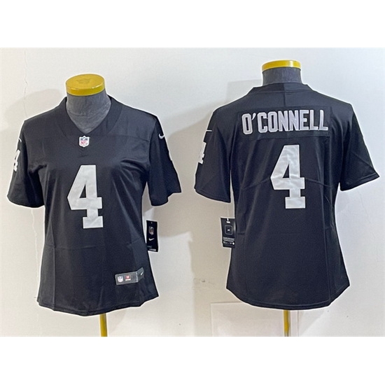 Women Las Vegas Raiders 4 Aidan O Connell Black Vapor Untouchable Limited Stitched Jersey Women Las Vegas Raiders 4 Aidan O Connell Black Vapor Untouchable Limited Stitched Jersey