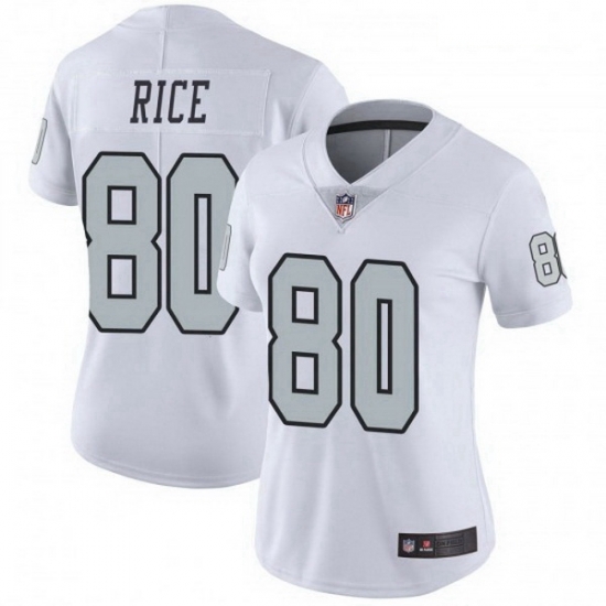 Women Las Vegas Raiders 80 Jerry Rice White Color Rush Limited Jersey Women Las Vegas Raiders 80 Jerry Rice White Color Rush Limited Jersey