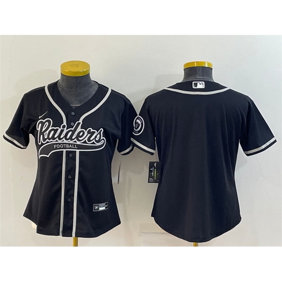 Women Las Vegas Raiders Blank Black With Patch Cool Base Stitched Baseball Jersey Women Las Vegas Raiders Blank Black With Patch Cool Base Stitched Baseball Jersey