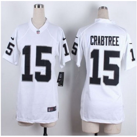Women Nike Raiders #15 Michael Crabtree White Stitched NFL Elite Jersey Women Nike Raiders #15 Michael Crabtree White Stitched NFL Elite Jersey